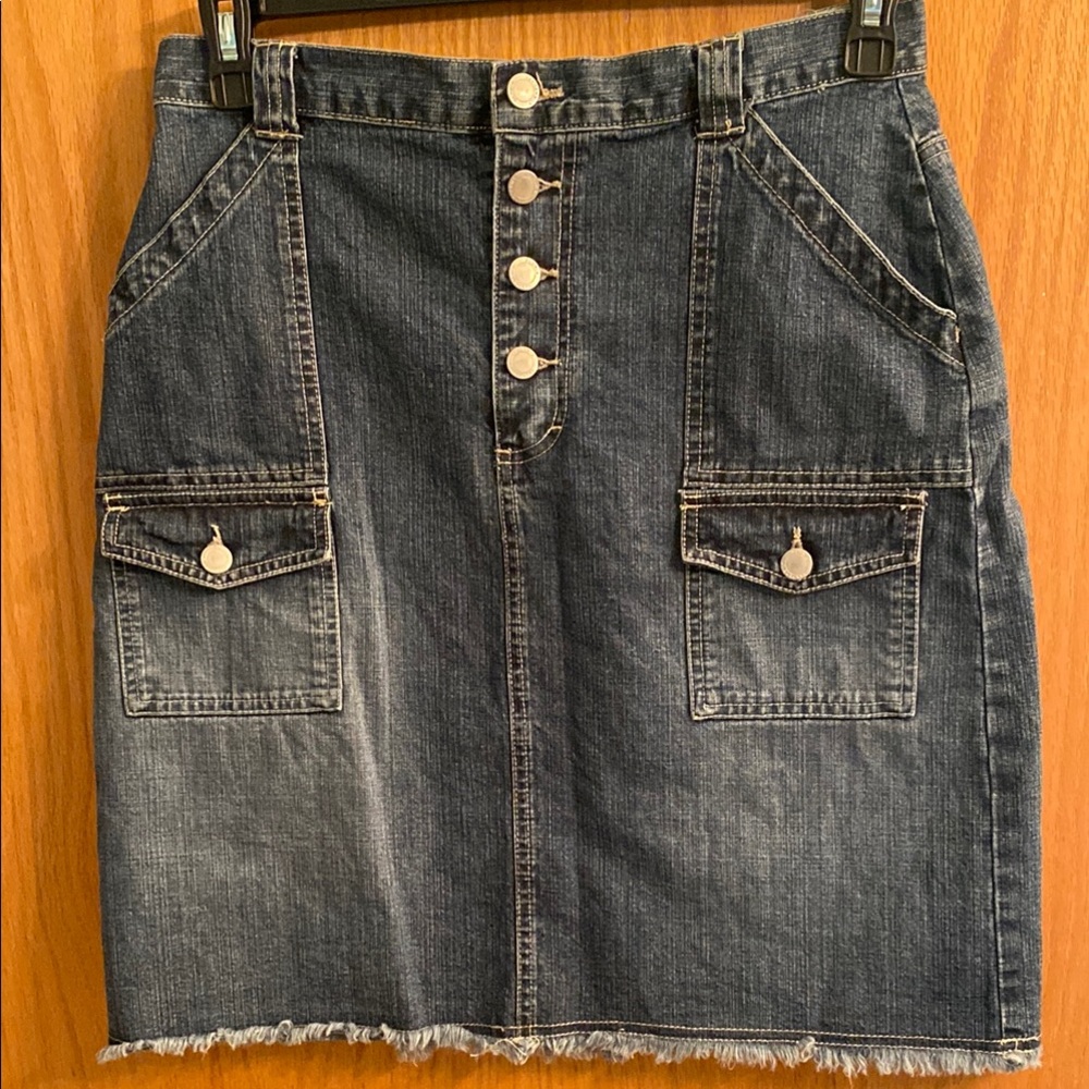 Gloria Vanderbilt Denim Button-Front Skirt Sz 8